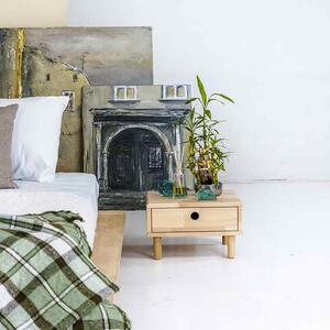 Cone natbord~sidebord massiv bøg m/skuffe