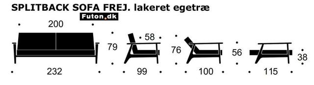 SPLITBACK FREJ SOFA. størrelse i centimeter