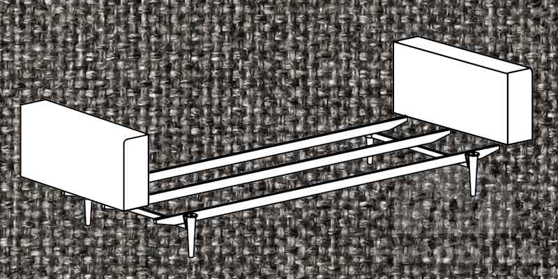 SP sofaben STYLETTO sort & ROUND ARM 563