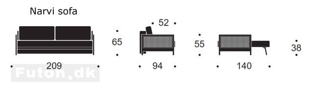NARVI sofa Valgfri stof aftageligt