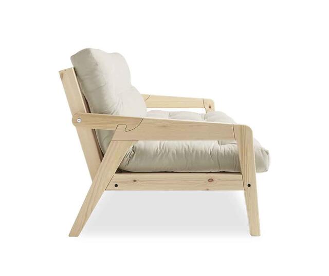 GRAB sofa stel og futon madras med knapper. 
Design af Tegnestuen SAYS WHO, for Karup Design.