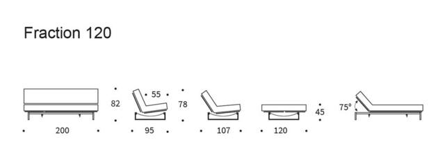 Komplet Fraction sofa 120 / SOFT Spring Nordic madras / sæde stelbetræk. Valgfri stof