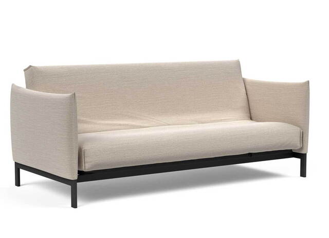 Innovation Living Junus sovesofa 140x200cm. inklusiv madras råhvid, med Nordisk madras betræk i tekstil Dess.612