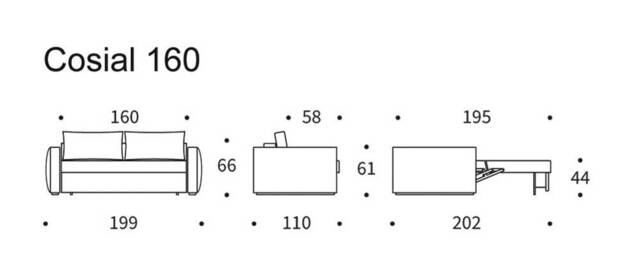 Cosial sofa med armlæn 160 Innovation
