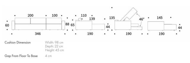 Newilla Raiser sovesofa med chaiselong. Valgfrit stof